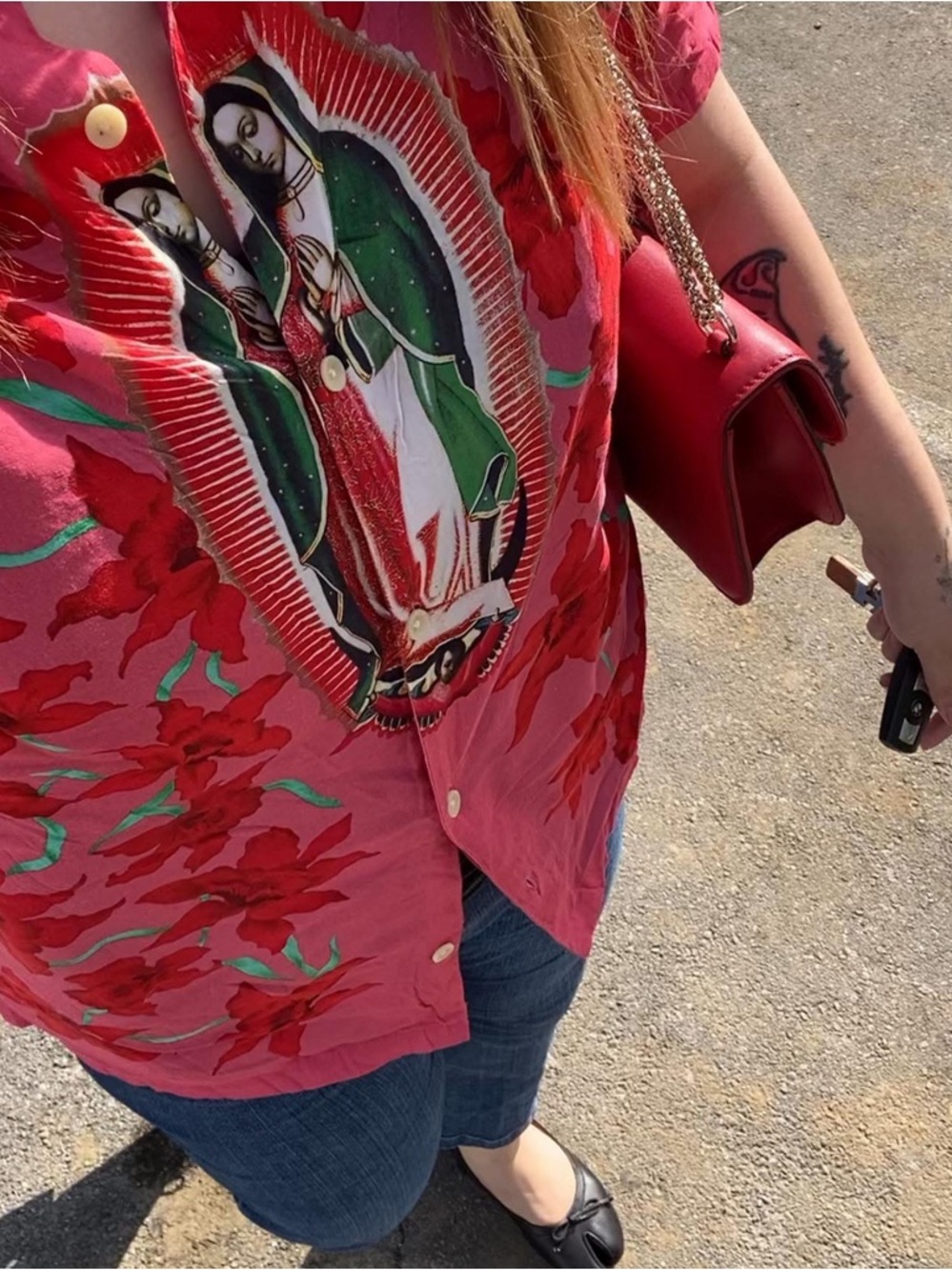 All saints Guadalupe button up top